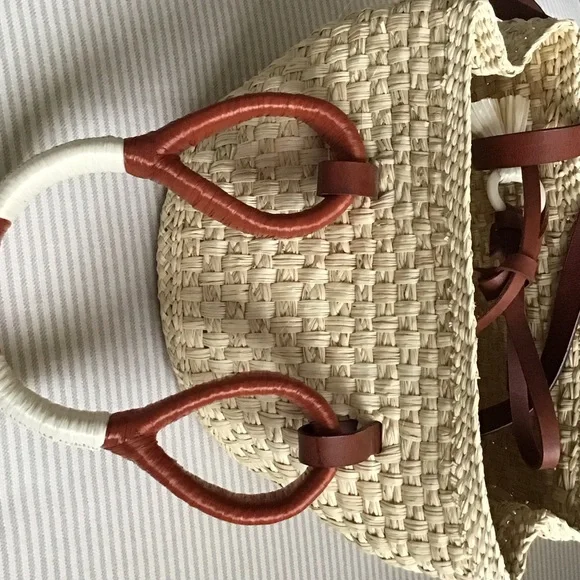 Johanna Ortiz Cream and Brown Woven Crossbody Bag - Picture 6 of 7